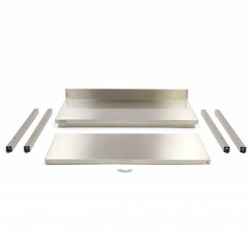 Masă de lucru inox cu poliță și rebord, 1000x700 mm - Img 2