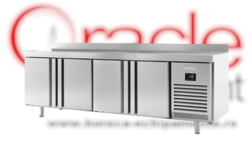 Masă frigorifică cu 4 uși și rebord, 2450x700 mm Infrico