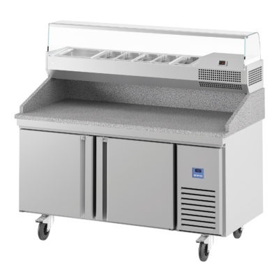 Masă frigorifică pentru salate sau pizza cu vitrină, 480 litri, 1710x1106 mm, Infrico - Img 4