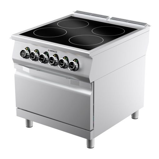 Mașină de gătit electrică cu plită vetroceramică, 4 zone de gătit și cuptor, Desco Italia - Img 2