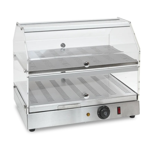 Vitrină caldă de banc cu 2 nivele, inox 50x36 cm - Img 4