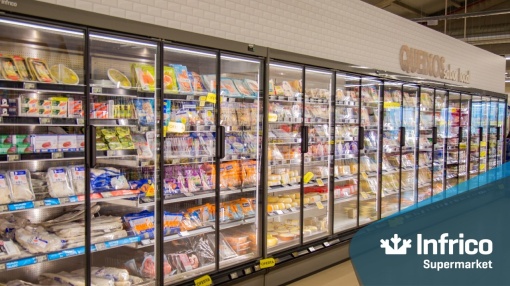 Vitrină de congelare mixtă cu uși 1562x2050 mm, de expunere magazin sau supermarket, Infrico - Img 2