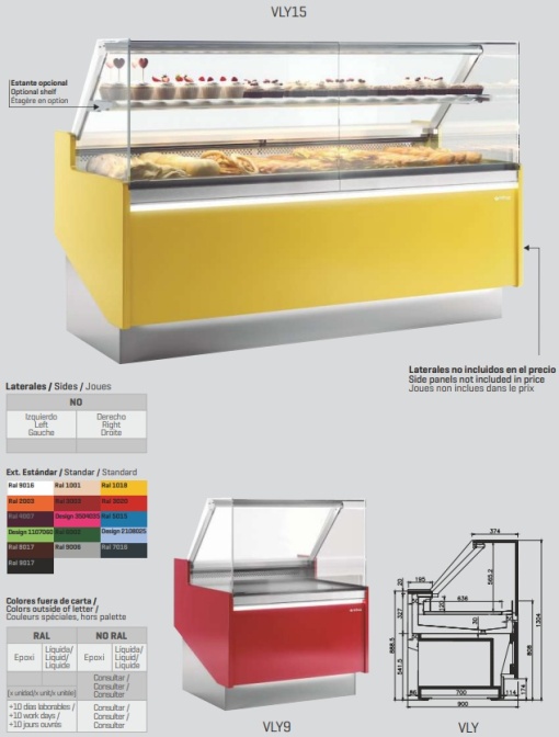 Vitrină frigorifică de expunere prăjituri, inox 2500x1305 mm, patiserie, cofetărie sau brutărie Infrico - Img 6