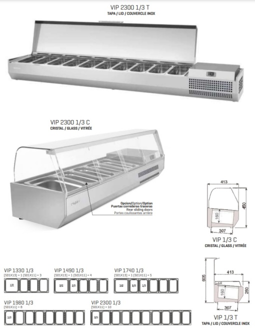 Vitrină frigorifică ingrediente cu capac sandwich sau pizza, 1328x260 mm, Infrico - Img 7