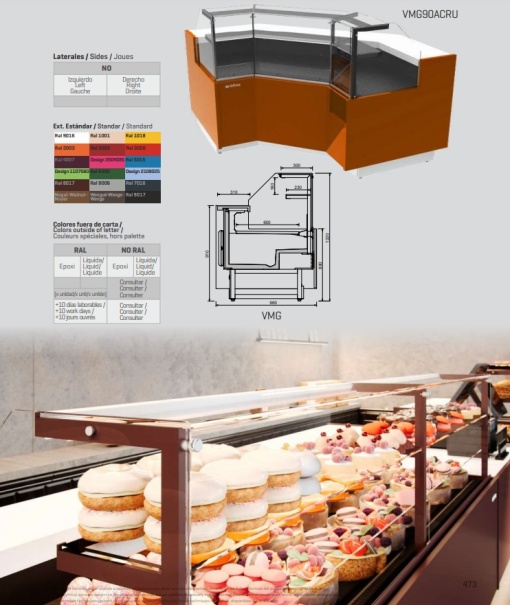 Vitrină frigorifică modulară de expunere cafenea/cofetărie/patiserie MAGNUS, 1750x1220 mm Infrico - Img 4