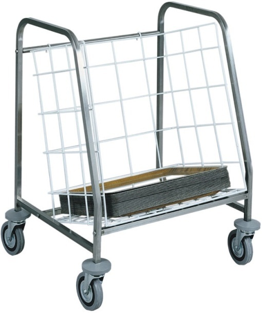 Cărucior inox debarasare pentru 130 tăvi, Forcar - Img 2