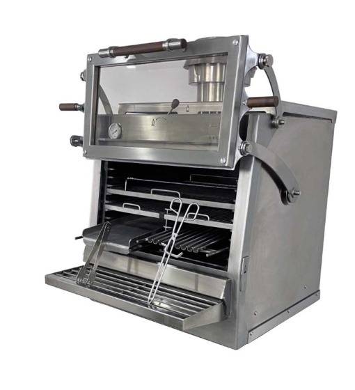 Cuptor pentru steak pe cărbuni cu suport, hotă și grill Pira 80 XXL Silver ED - Img 7