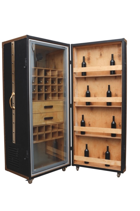 Dulap frigorific pentru vin, vintage din piele 200x60x137 cm - Img 5