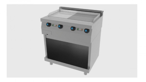 Fry top electric , cu suport deschis si suprafata neteda/striata, 800x600 mm