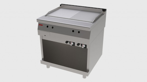 Fry top pe gaz cu suprafață netedă/striată 80x75 cm și suport neutru - Img 2