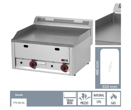 Gratar Fry-top gaz neted 480×650 mm - Img 3