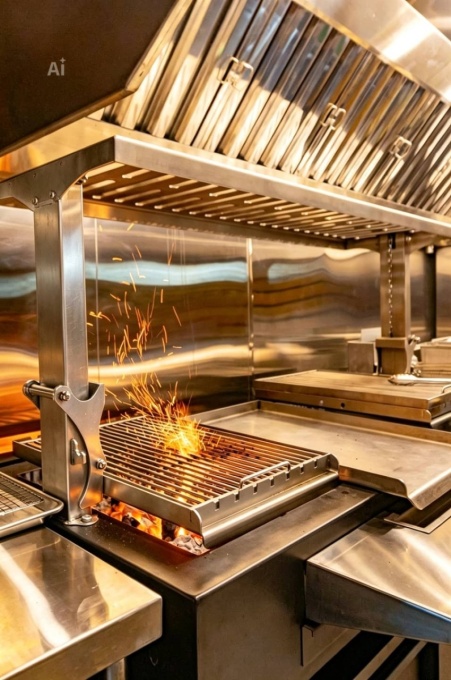 Grătar profesional Barbeque pentru Steak pe cărbuni, PIRA BBQ Combi Silver 150 - Img 2