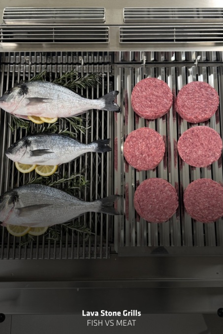 Grill cu rocă vulcanică pe gaz, 2 zone de gătit independente și suport cu uși, Desco - Img 8