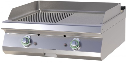 Grill dublu CROMAT pe gaz cu placă netedă/striată, de banc - Img 2