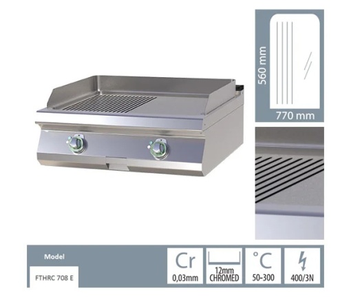 Grill dublu electric CROMAT cu placă netedă/striată, de banc - Img 3
