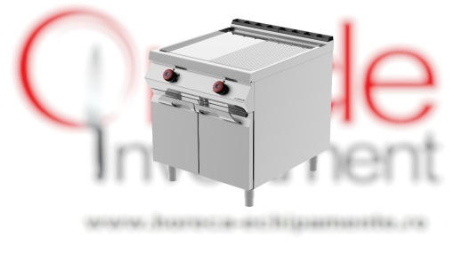 Grill dublu electric cu placă cromata 1/2 striată 1/2 netedă, suport închis, Desco Italia