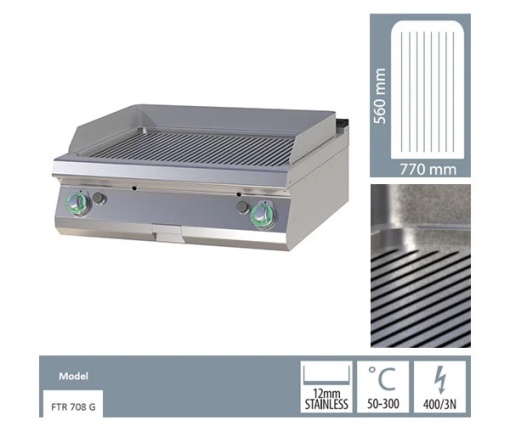 Grill dublu pe gaz cu placă striată, de banc - Img 3