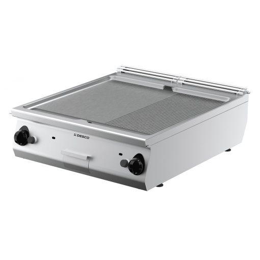 Grill dublu pe gaz cu suprafață 2/3 netedă / 1/3 striată și suport deschis, Desco - Img 2