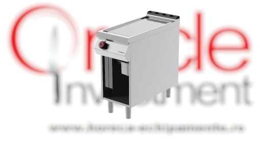 Grill simplu pe gaz cu placă striată cromată, dulap neutru deschis, Desco Italia