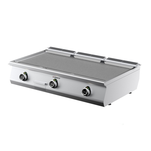 Grill triplu electric de banc cu placă netedă cromată, Desco Italia - Img 2