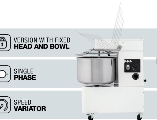 Malaxor cu spirală și invertor, cuvă și cap fixe 16 L, 12 kg - Img 3
