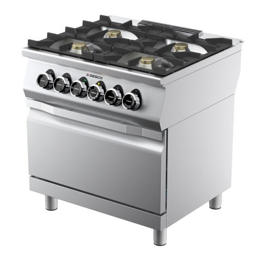 Mașină de gătit pe gaz cu 4 focuri și cuptor electric, aragaz profesional Desco Italia - Img 8