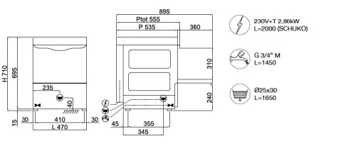 Mașină de spălat pahare coș 40x40, comandă electronică 4 programe Krupps Italia - Img 2