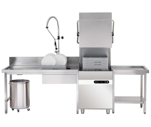 Mașină de spălat vase, pahare și GN1/1 cu capotă, coș 50x50 cm și sistem PRS - Img 3