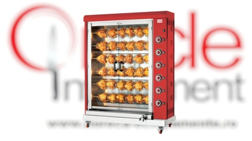 Rotisor electric roșu, 6 țepuse, 36 pui CB Italia