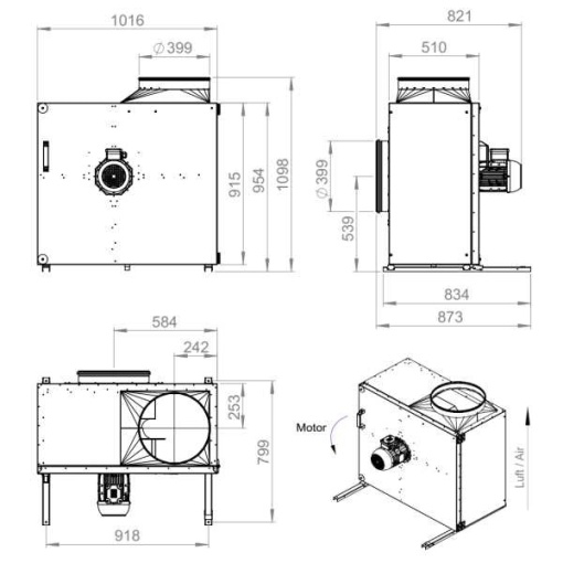 Ventilator de extracție hotă, 6660 mc/oră, Ruck MPS 500 D4 F4 30 - Img 5