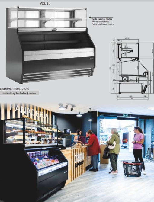 Vitrină frigorifică de expunere cafenea/cofetărie/patiserie/magazin COMBO, 1622x1455 mm Infrico - Img 2