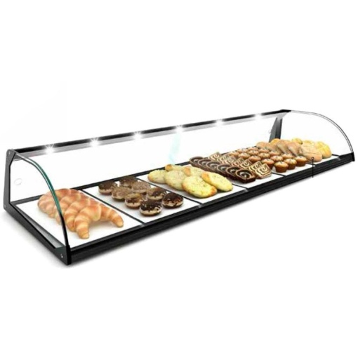 Vitrină neutră curbată iluminată LED, 840x380x170 mm, Sayl - Img 2
