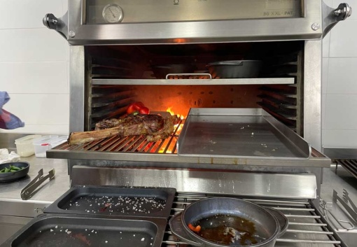 Cuptor pentru steak pe cărbuni cu suport, hotă și grill Pira 80 XXL Silver ED - Img 4