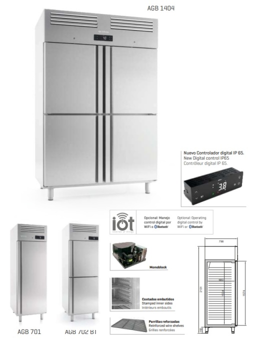 Dulap frigorific de inox cu 4 uși, 1240 litri, Infrico - Img 3