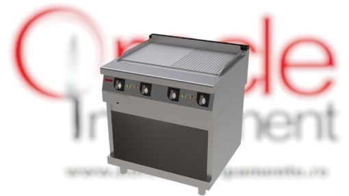Fry top electric cu suprafață netedă/striată 80x75 cm și suport neutru
