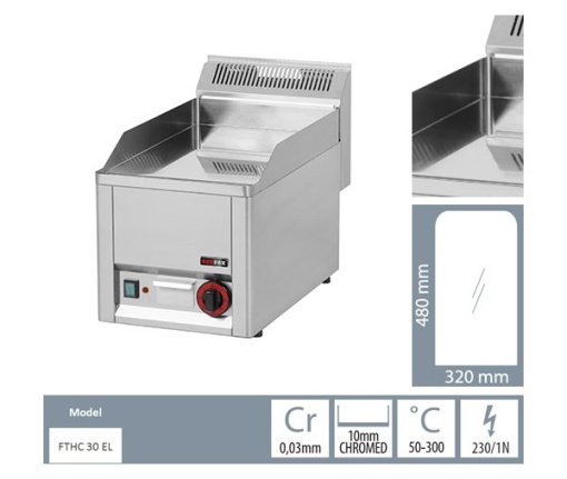 Gratar Fry-top electric cromat neted 480×320 mm - Img 3
