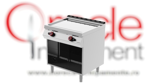 Grill dublu cromat pe gaz, cu placă netedă, pe suport deschis Desco