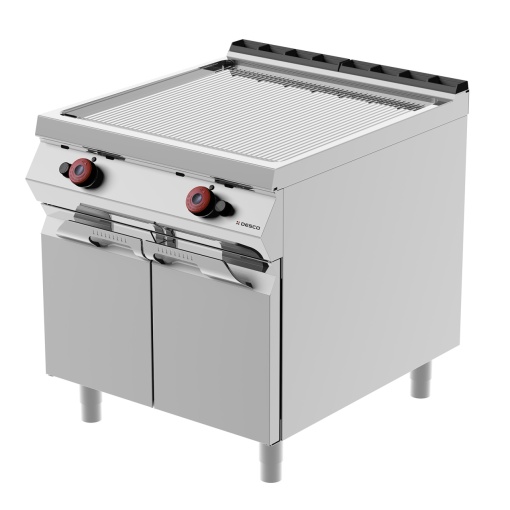 Grill dublu pe gaz cu placă striată cromată și dulap închis, Desco Italia - Img 3