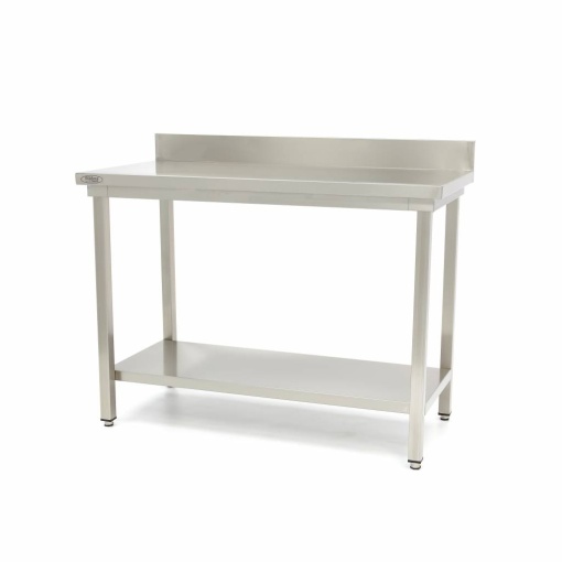 Masă de lucru inox cu poliță și rebord, 1000x700 mm - Img 5