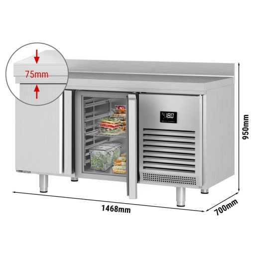 Masă frigorifică cu 2 uși și rebord, 1468x700 mm Infrico - Img 7
