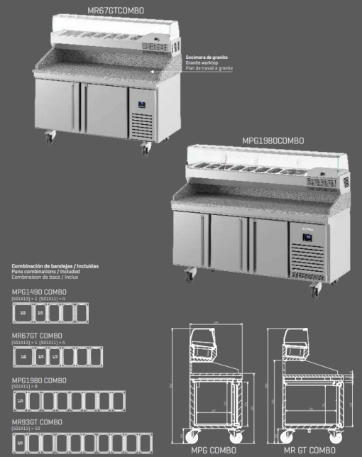 Masă frigorifică pentru salate sau pizza cu vitrină, 480 litri, 1710x1106 mm, Infrico - Img 5
