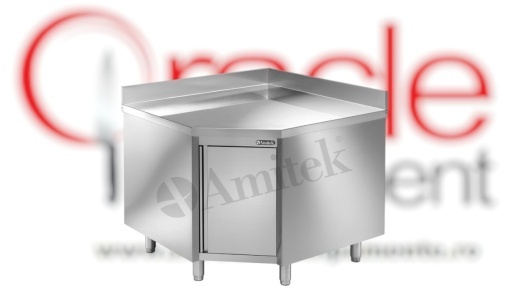 Masă inox tip dulap pe colț, cu rebord Amitek