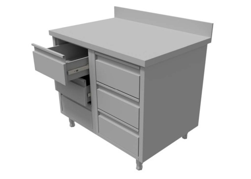 Modul neutru inox cu 6 sertare GN1/1 și rebord - Img 2