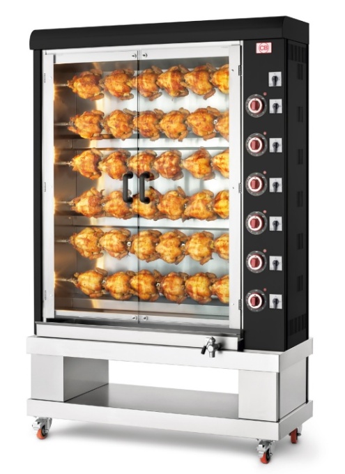 Rotisor electric negru, 6 țepușe, 36 pui CB Italia - Img 2