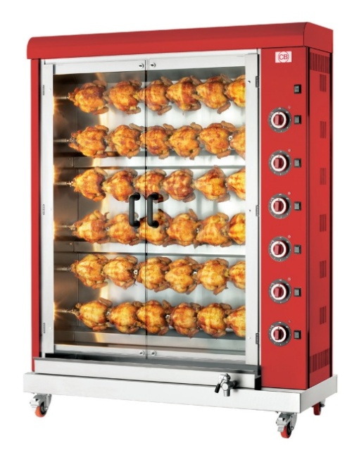Rotisor electric roșu, 6 țepuse, 36 pui CB Italia - Img 2