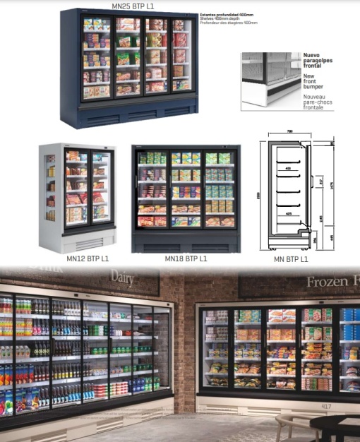 Vitrină de congelare mixtă 1250x2000 mm, plug in de expunere magazin sau supermarket, Infrico - Img 8