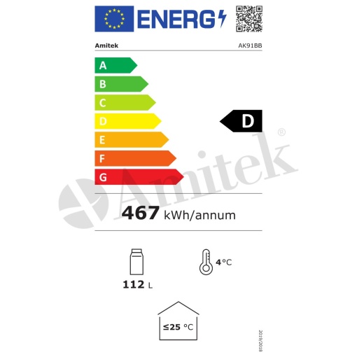 Vitrină frigorifică 116 litri, înălțime 840 mm și ușa batantă, Amitek - Img 2