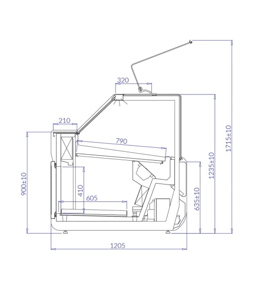 Vitrină frigorifică JUMBO 1.25, pentru produse din carne proaspătă, răcire ventilată, +2/+8ºC, 135 cm inox, RAL9003, Igloo - Img 2