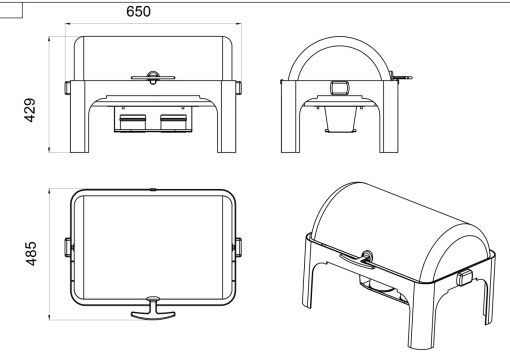 Chafing dish cu capac rabatabil, CD6502 Forcar - Img 3