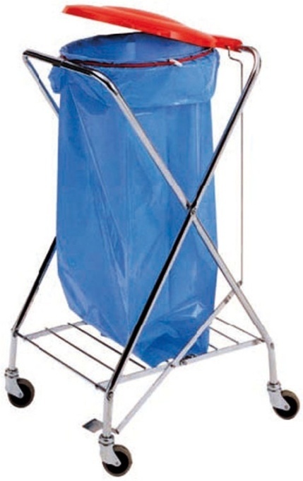 Coș de gunoi inox în X cu sac atașabil, 58x56 cm, Forcar - Img 2